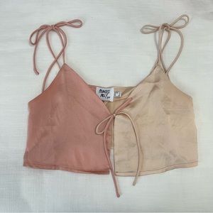Princess Polly Dual Tone Tie Front Crop Top